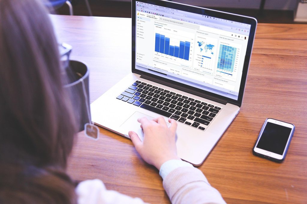 Personne analysant les statistiques de trafic de son site sur un ordinateur portable