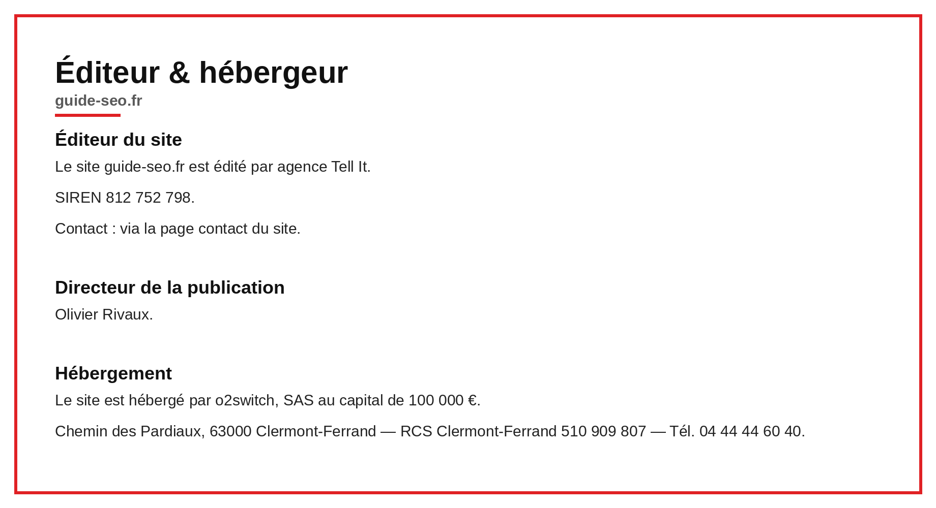 Informations légales